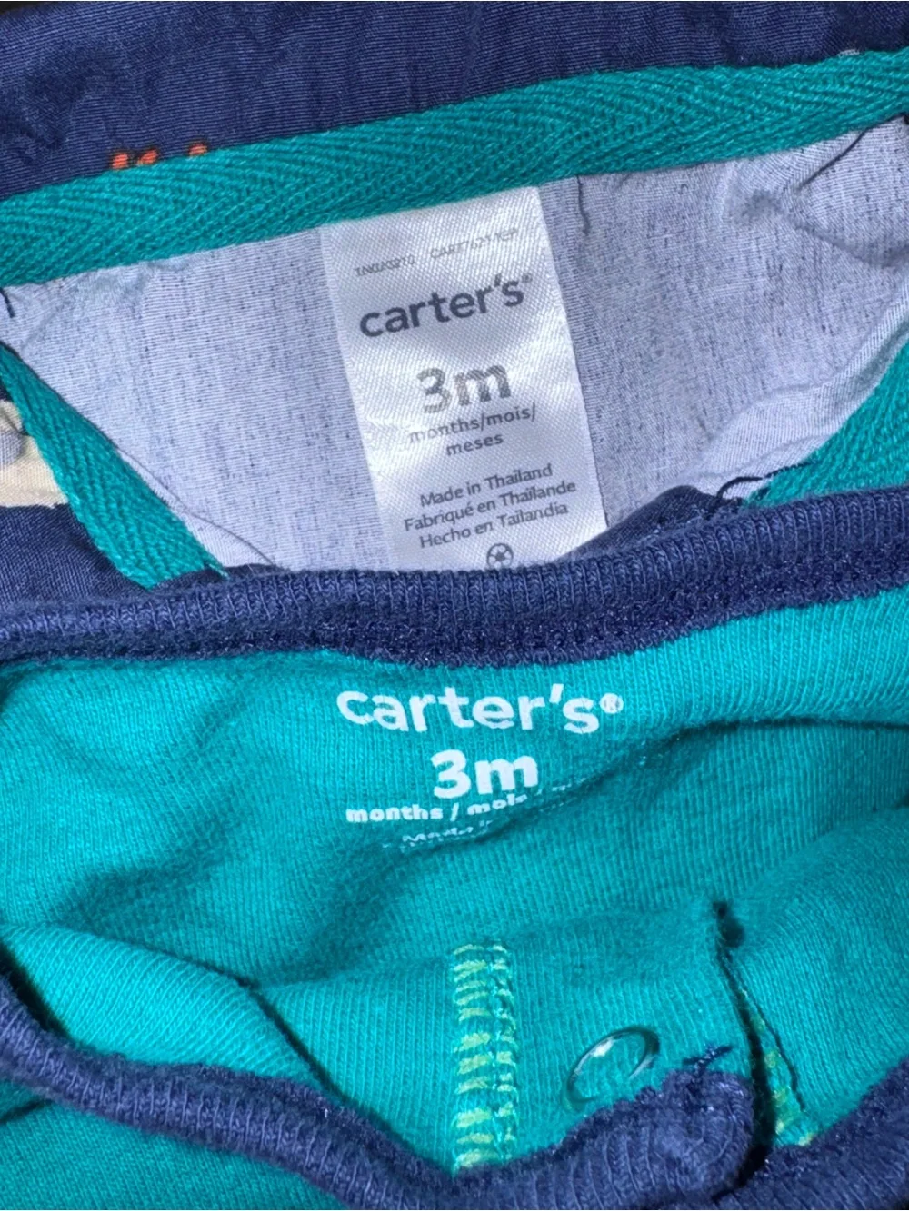 Carter's size 3 months Baby Boys' Teal & Navy One-Piece Romper bundle